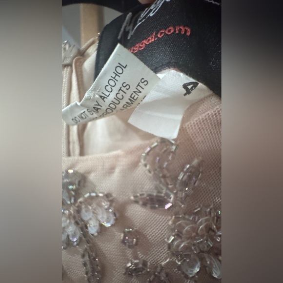 MAC DUGGAL Porcelain sheer long sleeve beaded tea length dress BNWOT - Picture 7 of 10